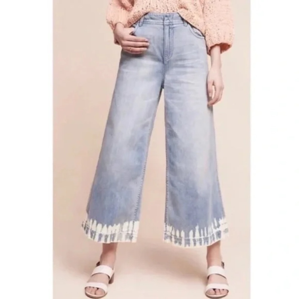 Anthropologie Pilcro and the Letterpress Bleached Wide Leg Culotte Jeans Size 27